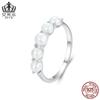 Anillo Aifule de perla natural de lujo ligero para combinar con todo, plata esterlina s925 chapado en platino, pulsera de anillo simple, joyería para mujer