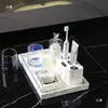 Juego de Tazas para Enjuague Bucal Combinación Taza para Lavar Portacepillos de Dientes Cerámica Portacepillos de Dientes Eléctricos Set Hogar Nórdico Lujo Ligero