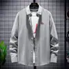 Comercio Exterior 2025 Nueva Camisa de Manga Larga Primavera y Otoño Camisa de Hombre Ajustada Casual Ropa Rayada Ropa de Otoño para Hombre