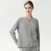 Traje de alta qualidade! Outono e Inverno Novo Cardigã de Caxemira Feminino Gola Redonda Casaco de Caxemira Feminino Ombro de Sela Tricô Espesso
