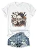 Amazon eBay loja independente casual estilosa feminina nova caveira pintura a óleo floral algodão manga curta camiseta para exportação