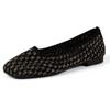 Comercio Exterior Europeo y Americano Talla Grande Boca Baja Transpirables Zapatos Tejidos Voladores para Mujer Transfronterizos Punta Cuadrada Combinación de Colores Perezosos Cuatro Estaciones Zapatos de Trabajo wish
