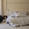 Juego de cuatro piezas de ropa de cama de algodón puro clase A engrosado y cepillado, funda nórdica nórdica de algodón 100% para otoño e invierno, juego de tres piezas de sábana encimera, sábana bajera.