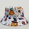 Nuevo Sombrero de Cubo de Calabaza Lindo Transfronterizo de Amazon Sombrero de Protección Solar para Hombre Halloween Dibujos Animados Sombrero de Pescador Reversible