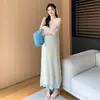 Em estoque Moda Coreana Saia Lingerie de Seda de Gelo para Mulheres Grávidas Conjunto de Vestido de Tricô Duas Peças para Mulheres Grávidas