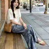 Calça Wide Leg de Algodão e Seda para Mulheres, Emagrecimento, Fina, Adequada para Usar em Casa e ao Ar Livre, Calça Wide Leg Casual Solta, Cintura Alta, Versátil, Efeito de Caimento de Verão