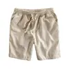 Nuevos Pantalones Cortos Finos de Verano para Hombre Estilo Coreano Sueltos Caqui Casual Transpirables Deportivos Algodón y Lino Rectos de Cinco Cuartos