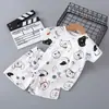 Roupas com Ar Condicionado para Meninos, Conjuntos de Verão de Manga Curta, Pijamas Finos de Algodão Puro, Shorts Infantis para Meninas, Roupas de Verão para Bebês, Bebê