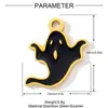 Ponteiro de Halloween de Aço Inoxidável com Tema de Abóbora, Morcego e Fantasma para DIY, Pingente de Chapéu de Bruxa, Joia de Páscoa