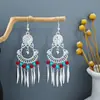Pendientes de Borla de Plata Miao Estilo Étnico, Pendientes de Borla Turquesa Bohemios, Pendientes de Atracción Turística de Minorías Étnicas