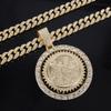 Collar de Cadena Cubana para Hombre Hip-Hop, Joyería con Colgante Rotatorio de 62 mm Totalmente Incrustado, Estilo Europeo y Americano Fresco, Más Vendido