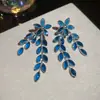 Brincos de Flores de Cristal com Espiga de Trigo Prateada Design Único de Nicho Brincos de Luxo Acessível Brincos Elegantes de Alta Qualidade