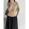 Camiseta Básica Redonda Simple Luxi para Mujer, Nueva Colección Otoño 2026, Ajustada Elástica de Manga Larga Top 2049
