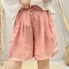 Calça de verão nova, simples, cor sólida, algodão e linho, corte solto, versátil, com cordão na cintura, modelagem que afina, comprimento médio, para mulheres