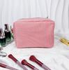Etsy más vendido bolsa de cosméticos de seersucker a rayas bordada para viaje almacenamiento portátil de artículos de aseo bolsa de cosméticos