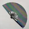 Ventilador de Tecido Refletivo 33cm Ventilador de Tecido Refletivo Fresco Atividades de Festa Ventilador Refletivo de Kung Fu Leque Dobrável