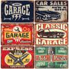 2024 Nova Garagem Americana Retro Tin Pintura Estilo Industrial Reparo Automóvel Fundo Parede Sem Moldura Decorativa Pintura Pendurada