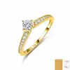 Anillo Cuadrado de Moissanita de Plata de Ley S925 Completo de Moissanita Engaste de Cuatro Garras Banda de Anillo de Plata de Ley para Mujer Anillo Cerrado Transfronterizo