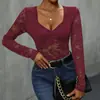 Roupas femininas europeias e americanas mais vendidas para primavera e outono, apresentando macacões de manga longa lisos e sexy para vendas transfronteiriças
