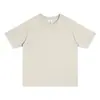 250g 32 Fios Fio Duplo Algodão Puro Marca da Moda Ombro Caído Gola Redonda Manga Curta Camiseta Casual Cor Sólida Unissex Estampada Direto da Fábrica