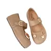 En stock~ Zapatos de mujer estilo Birkenstock con suela gruesa de piel de vaca para aumentar la altura, punta redonda y correa de velcro, zapatos Mary Jane