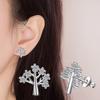 Coreia do Sul Estilo Chanel Flor Galho Folha Brinco Studs Drama Coreano Mesmo Zircônia Incrustada Árvore dos Desejos Brincos Studs Brincos Atacado