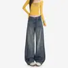 Jeans de pierna ancha estilo retro americano azul 2026 transfronterizos para mujer, de cintura alta, corte holgado, pantalones rectos elegantes
