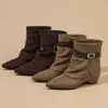 Elegantes botines con plantillas interiores que aumentan la altura, detalles de hebilla, efecto adelgazante, diseño estilo Western, nueva colección 2026, colección de otoño para mujer, punta fina