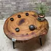 Mesa de Té de Madera de Alcanfor Talla de Raíz Madera Maciza Mesa de Café Pequeña Estilo Shaji B&B Sala de Estar Ventana Saliente Tatami Mesa Pequeña