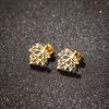 Otoño e invierno Nuevos pendientes de botón de hoja de arce dorada ins acero inoxidable simple hueco moda nicho personalidad pendientes de hoja de árbol