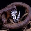 Anillo de Ciempiés Alienígena de Diseño Extraño de Animal Fantástico Esqueleto Plata Vintage Nivel Palacio Japonés