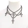 Colar Europeu e Americano Cross-border Jóias Hot Trend Cruz Feminina Multi-camada Colar Gótico Cruz Pingente Colar