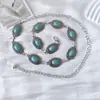 Corrente de Cintura Retro Turquesa Oval para Mulheres, Estilo Étnico de Verão, Adequada para Vestidos, Cinto de Metal, Corrente Corporal Hot Girl