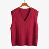 Ropa de Punto Retro con Giro Transfronterizo Chaleco Pulóver de Punto con Cuello en V Chaleco de Punto Ropa para Mujer Tallas Grandes Otoño e Invierno