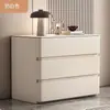 Mesa de cabeceira grande, de madeira maciça, cor creme, para uso doméstico, de alta qualidade, estilo luxo leve, design novo, simples e moderno, com três gavetas, adequada para o quarto