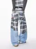 Jeans a Cuadros con Silueta de Street Dance Retro Americano para Mujer Estilo Nuevo Otoño e Invierno 2025 Pantalones de Pierna Ancha Sueltos Chic