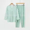 Fabricantes directos pantalones de pijama de algodón para mujer de manga larga verano se pueden usar fuera de casa ropa 40 hilos venta caliente