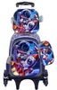 Mochila con Ruedas Transfronteriza, Mochila Escolar para Estudiantes de Primaria de 6 a 12 Años, Bolsa Dura 3D, Set de Tres Piezas, Lonchera, Estuche para Lápices