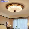 Luminária de teto vintage em tecido estilo francês para quarto, luminária de estudo de alto padrão com acabamento em madeira de nogueira retro americano casa