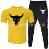 Camiseta de Manga Corta para Hombre y Pantalones Traje Casual Cuello Redondo Color Sólido Traje Deportivo Casual Venta Directa de Fábrica