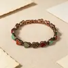 Pulsera vintage con forma de corazón y piedras artificiales en stock para mujer, pulsera de cadena personalizada con forma de corazón estilo europeo y americano, disponible para dropshipping