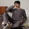 Pijama para hombre para primavera y otoño, de manga larga, 100% algodón, conjunto de cuello redondo, estilo de otoño e invierno para hombre, nuevo modelo 2026, ropa de casa ligera para adolescentes