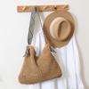 Bolsa de Palha Listrada Estilo Coreano Ins 2026 Nova Casual Cor Sólida Bolsa Trançada de Ombro Único para Mulheres Versátil Bolsa de Praia para Férias