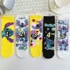 Meias novas de meia-panturrilha estilo ins para primavera e verão, meias com desenho do Stitch para estudantes, meias novas femininas, meias fofas de meia-panturrilha estilo coreano