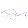 Gafas Anti-Luz Azul para Niños Marco Suave de Tr90 para Niños Gafas de Estudiante Espejo Plano Patillas Curvas Montura Redonda 5433