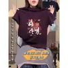 Camiseta de Manga Corta de Algodón Puro de Corte Regular Color Púrpura Ciruela Oscuro para Mujer, Moda Primavera/Verano 2026, Popular, Juvenil, Top Básico