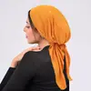Pañuelo para la cabeza con lentejuelas de venta caliente transfronterizo europeo y americano, Gorro para quimioterapia, Pañuelo para la cabeza de color sólido curvo, Pañuelo para la cabeza multicolor con dos colas largas