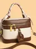 Bolso Caja Color Block Vintage Nuevo 2026 para Mujer, Bolso Cruzado, Bolso de Mano, Diseño de Nicho, Popular Bolso de Hombro de Cuero Patchwork