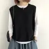 Colete de malha com gola redonda para mulheres Primavera e Outono novo artístico solto versátil colete de suéter feminino colete peça externa curta