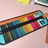 Suministro Exclusivo Transfronterizo de Lápices de Colores de 50 Colores, Set Enrollable de Lápices de Colores de Alta Calidad para Estudiantes, Set Enrollable para Dibujo Artístico, De Madera